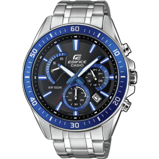 Casio Chronograaf Horloge EFR-552D-1A2VUEF (l x b x h) 53 x 47 x 12.3 mm Zilver-blauw Materiaal (behuizing): RVS Materiaal (armband): RVS